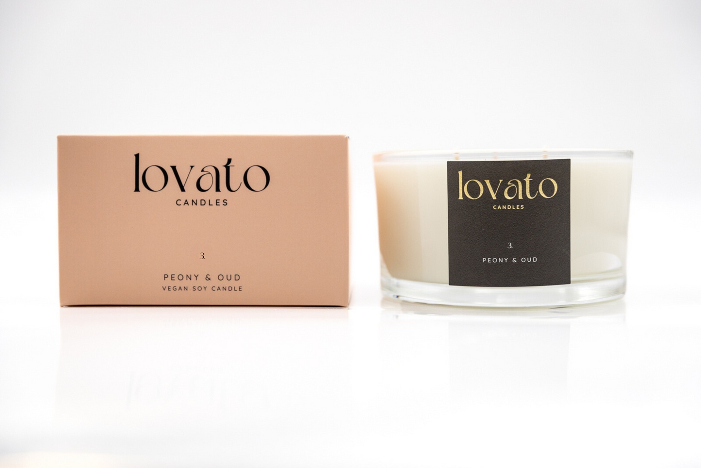 Luxury Scented Irish Soy 3-Wick Candle - Peony & Oud