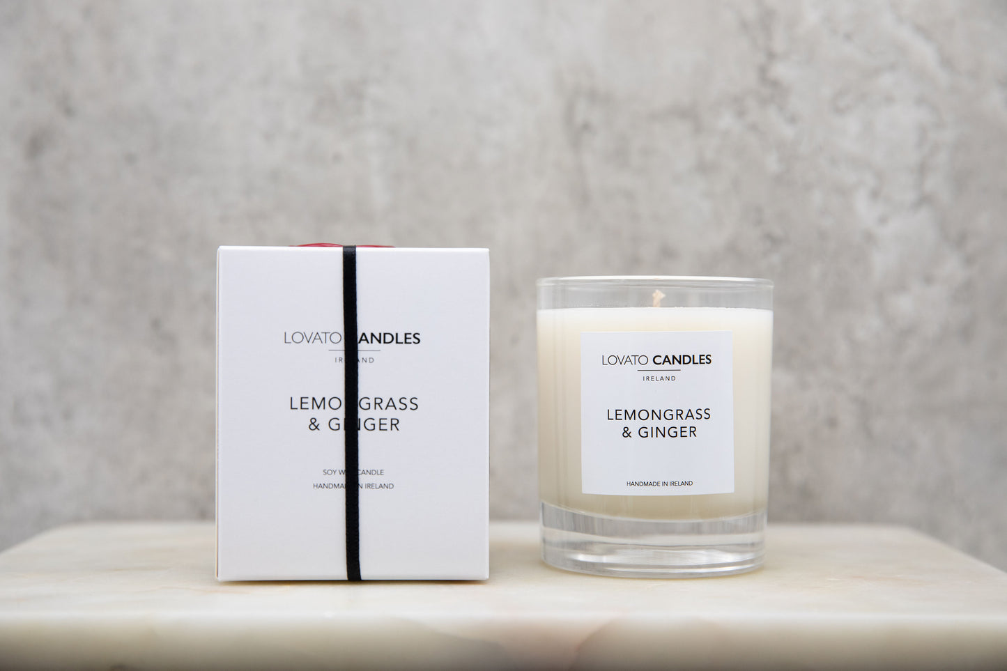 Clear Scented Candle with Luxury White Box - Lemongrass & Ginger