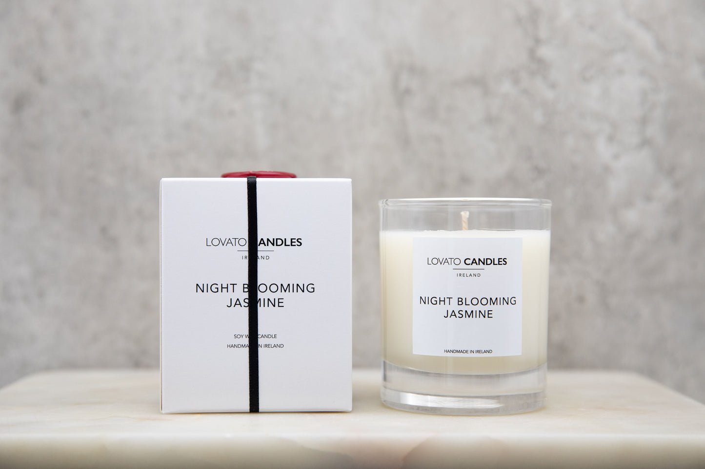 Clear Scented Candle with Luxury White Box - Night Blooming Jasmine