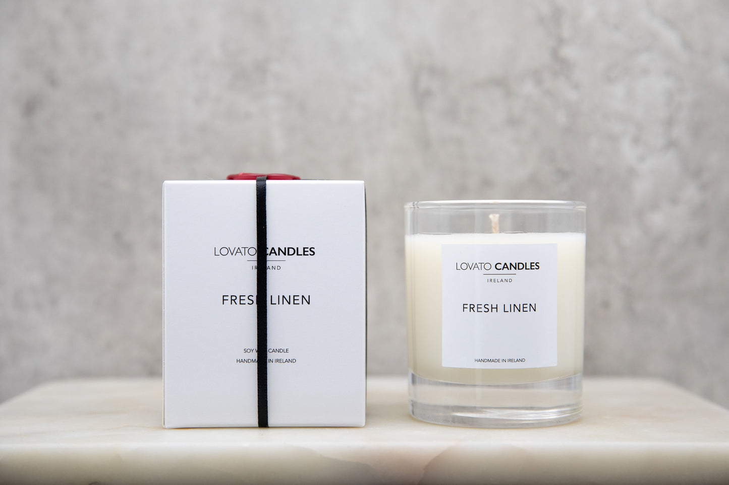 Clear Scented Candle with Luxury White Box - Fresh Linen