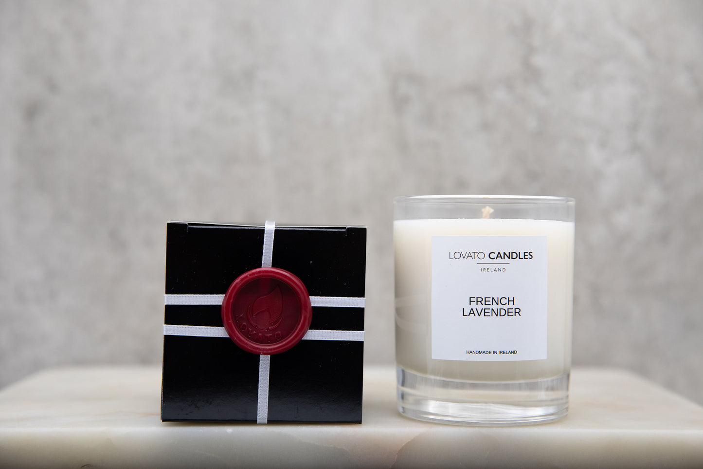 Clear Scented Candle with Luxury Black Box - French Lavender