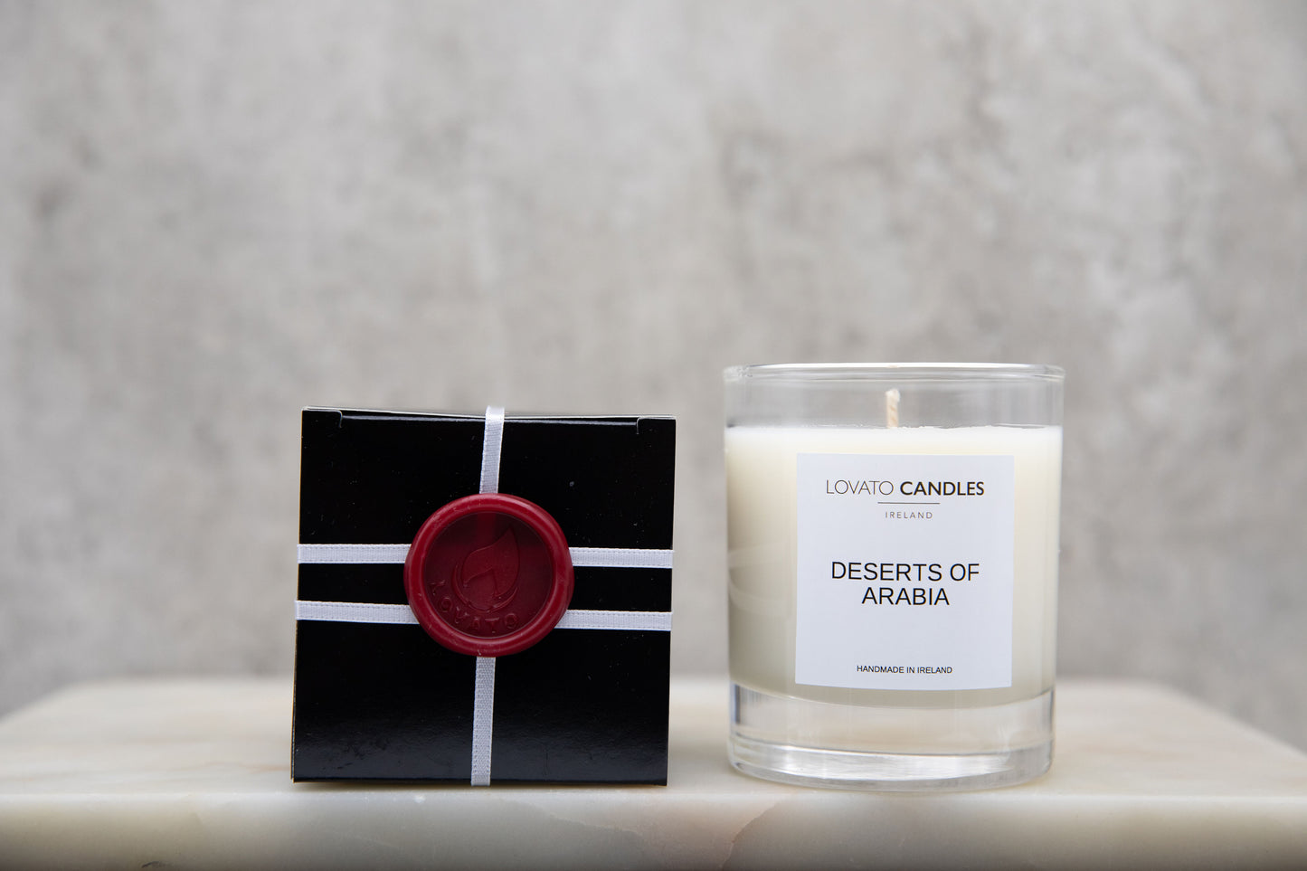 Clear Scented Candle with Luxury Black Box - Deserts of Arabia