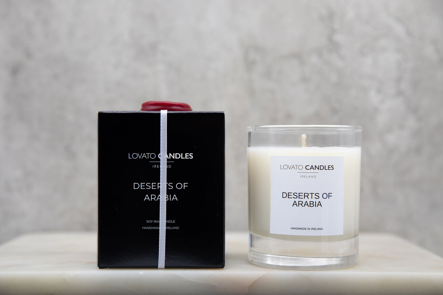 Clear Scented Candle with Luxury Black Box - Deserts of Arabia