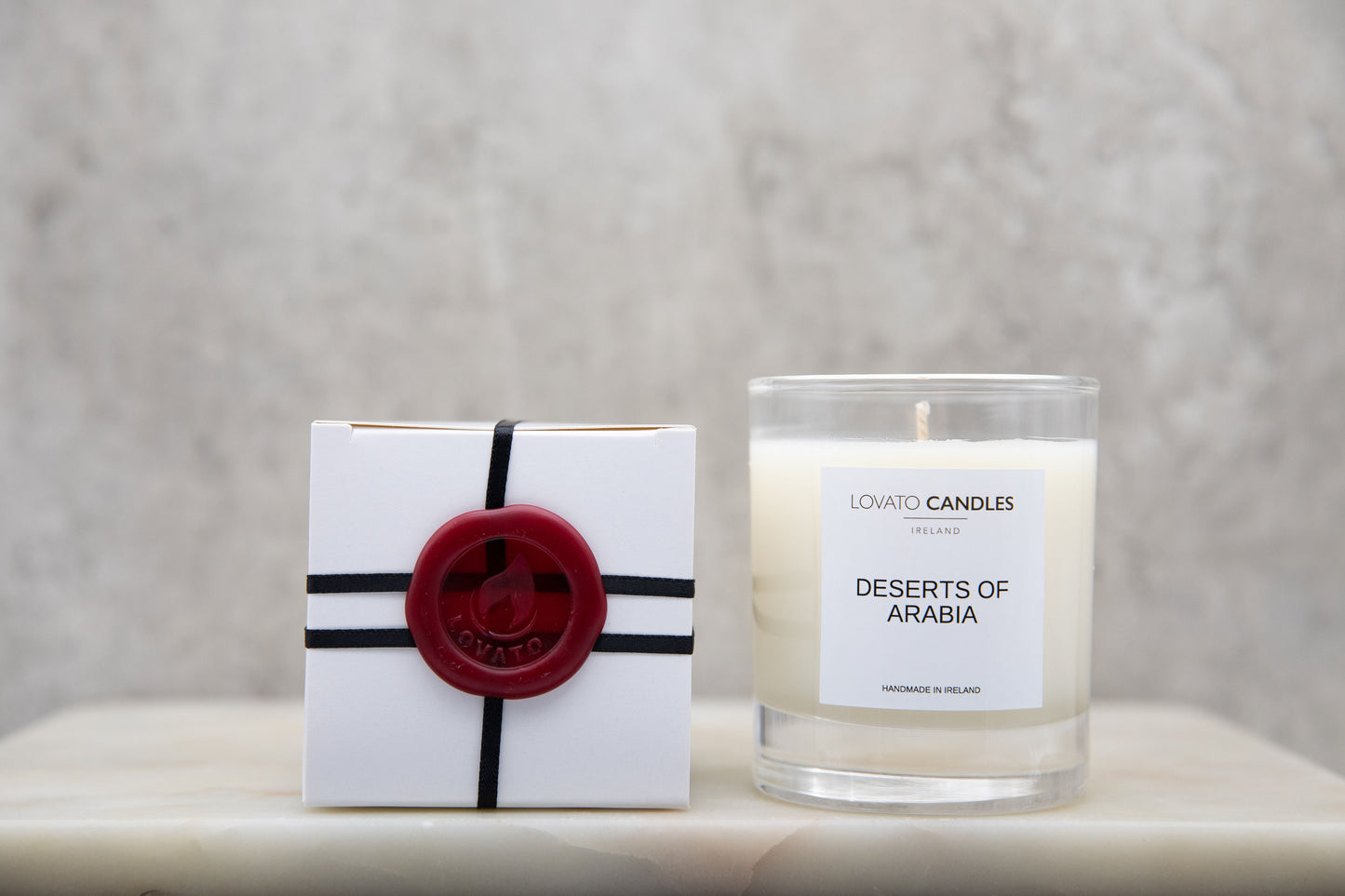 Clear Scented Candle with Luxury White Box - Deserts of Arabia