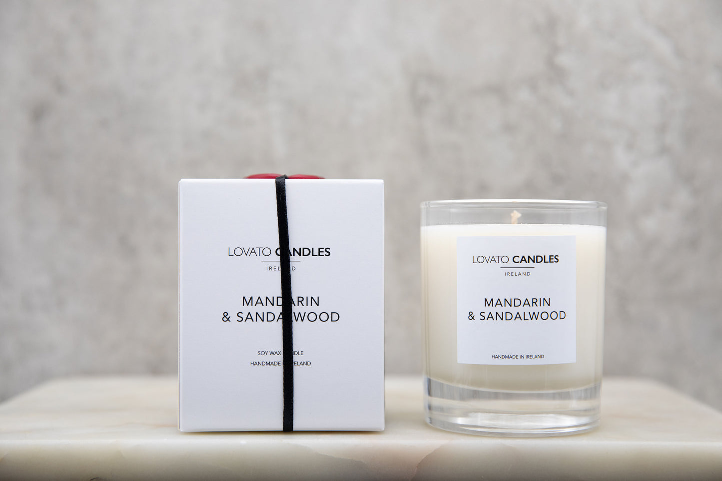 Clear Scented Candle with Luxury White Box - Mandarin & Sandalwood