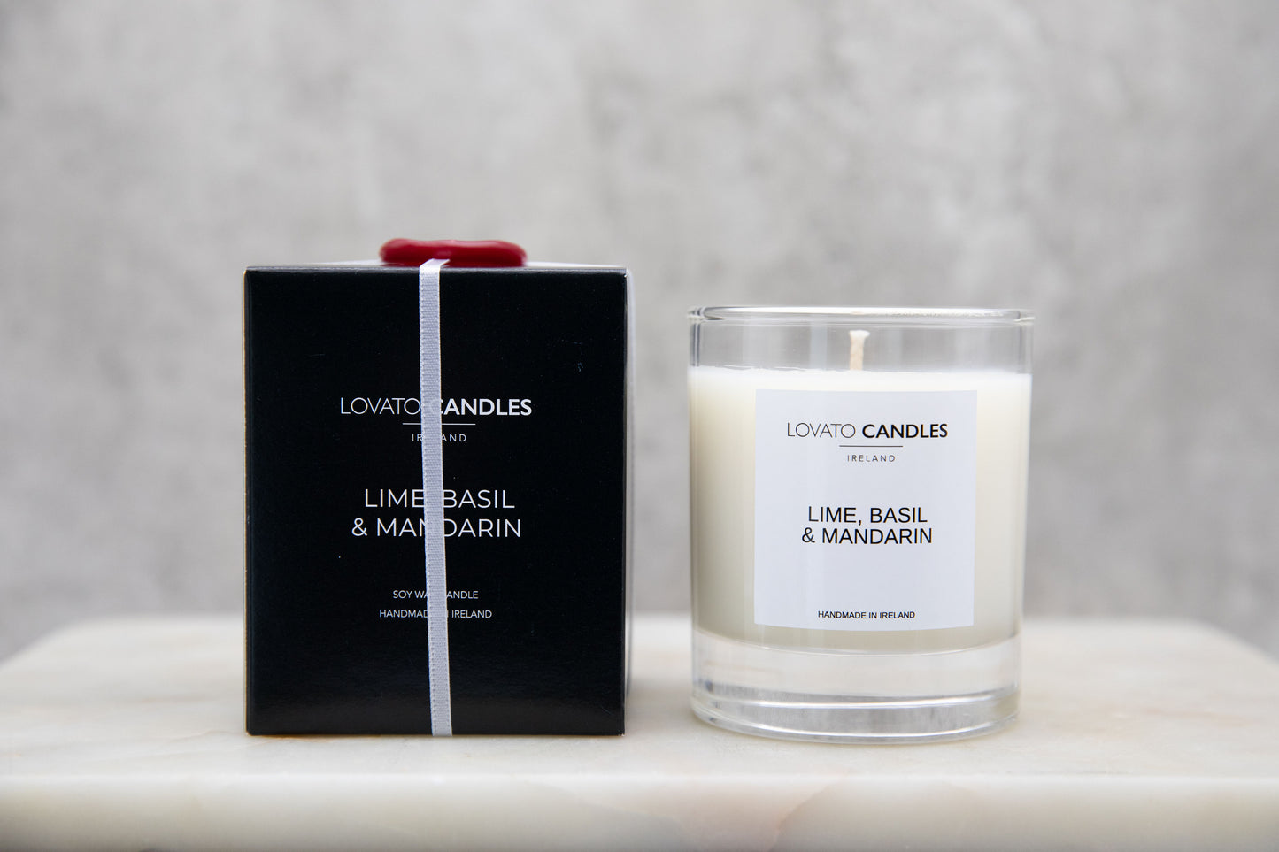 Clear Scented Candle with Luxury Black Box - Lime, Basil & Mandarin