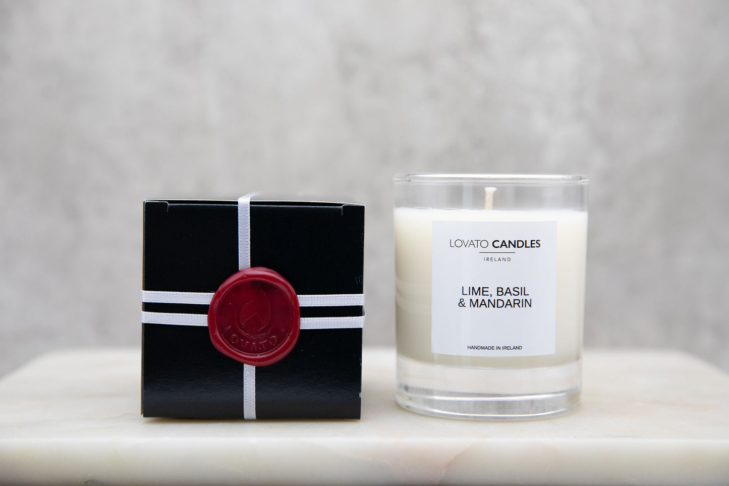 Clear Scented Candle with Luxury Black Box - Lime, Basil & Mandarin
