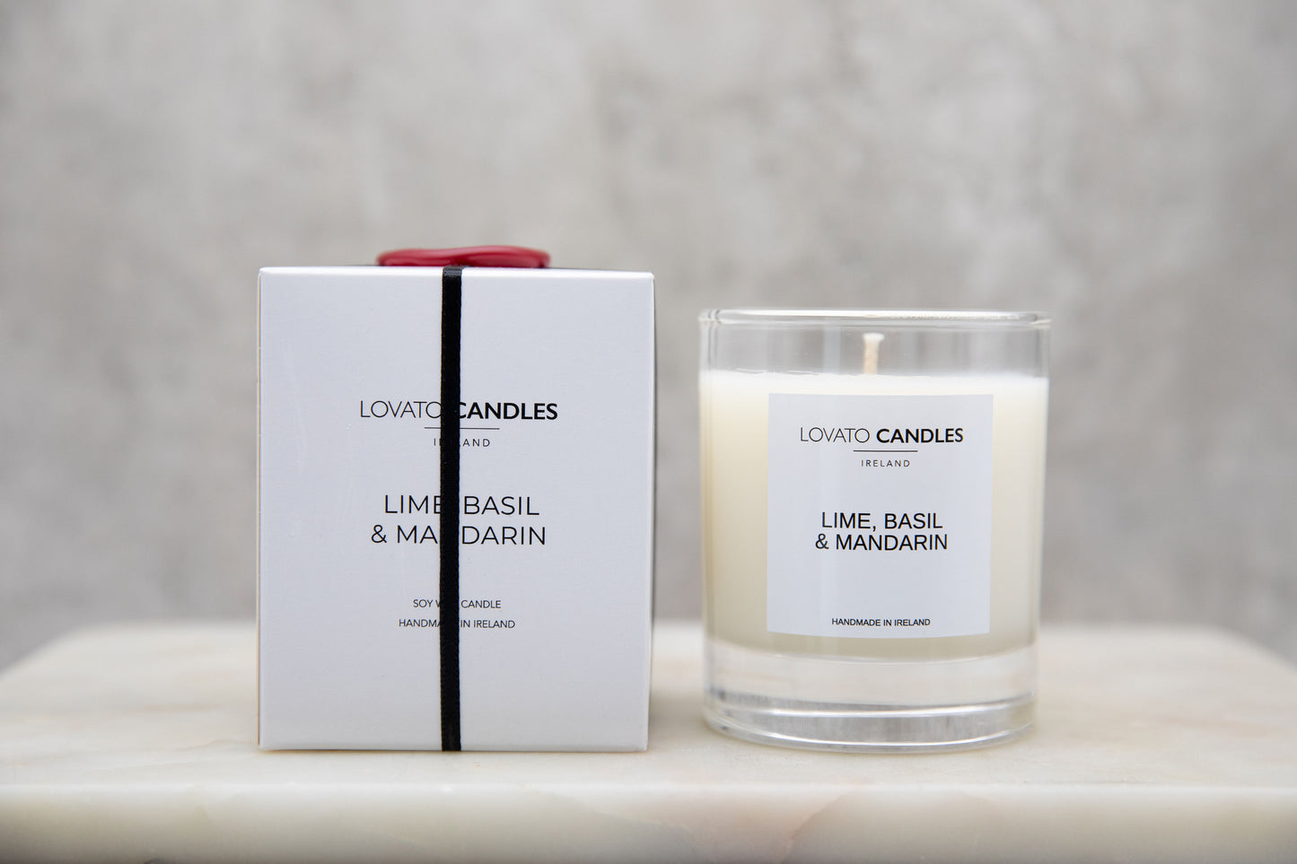 Clear Scented Candle with Luxury White Box - Lime, Basil & Mandarin
