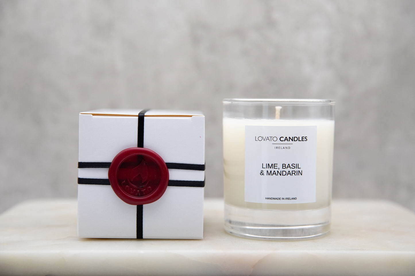 Clear Scented Candle with Luxury White Box - Lime, Basil & Mandarin