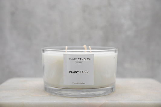 Clear 3-Wick Candle - Peony & Oud