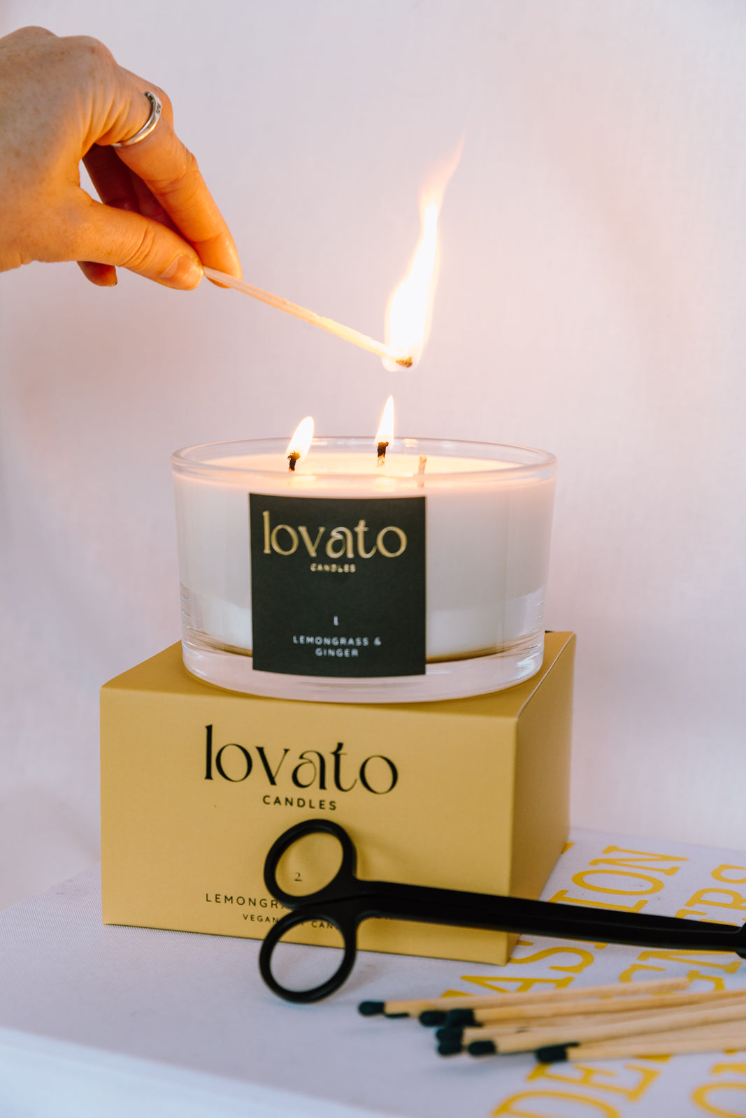 Luxury Scented Irish Soy 3-Wick Candle - Lemongrass & Ginger