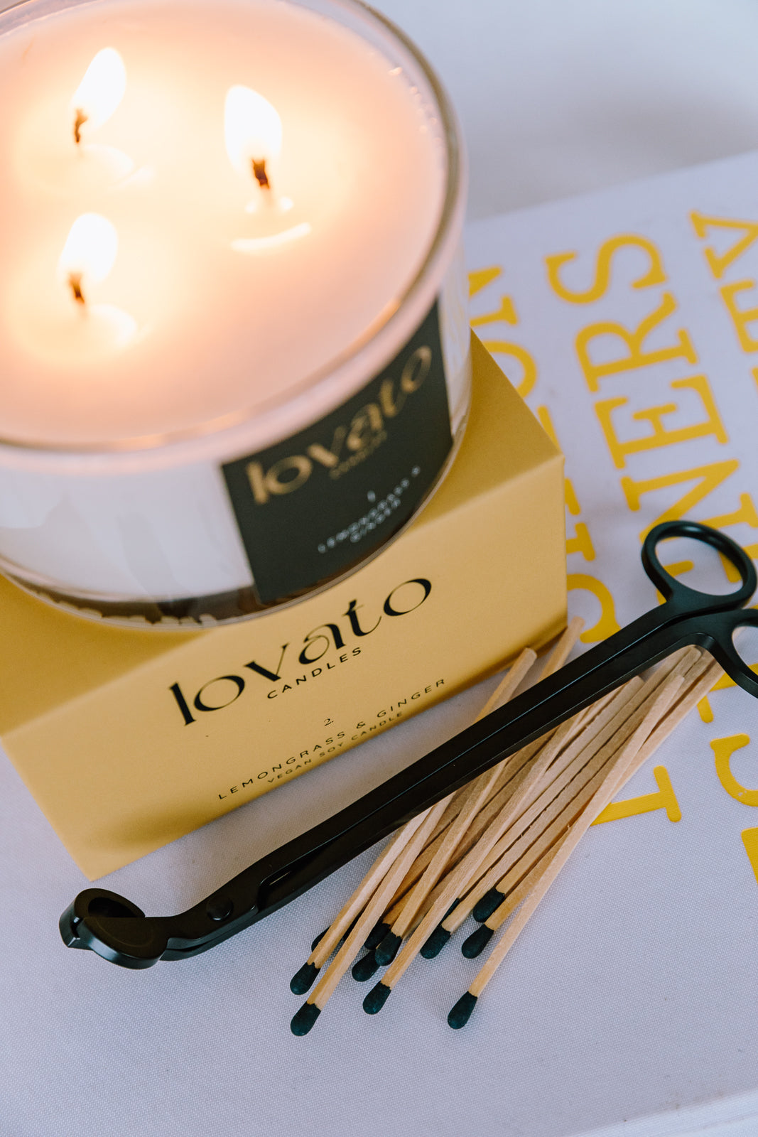 Luxury Scented Irish Soy 3-Wick Candle - Lemongrass & Ginger