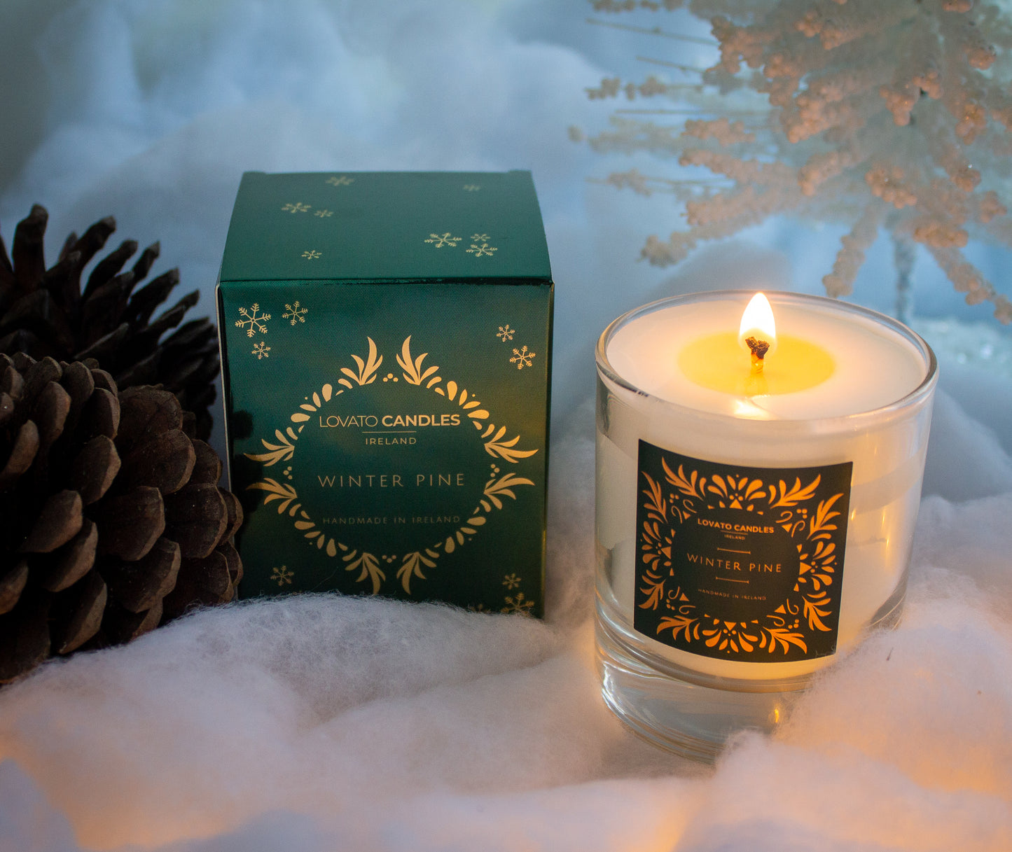 Clear Scented Candle with Luxury Box - Winter Pine