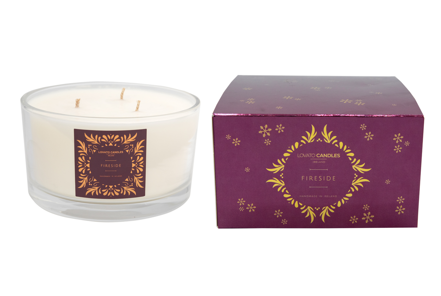 Clear 3-Wick Candle - Fireside
