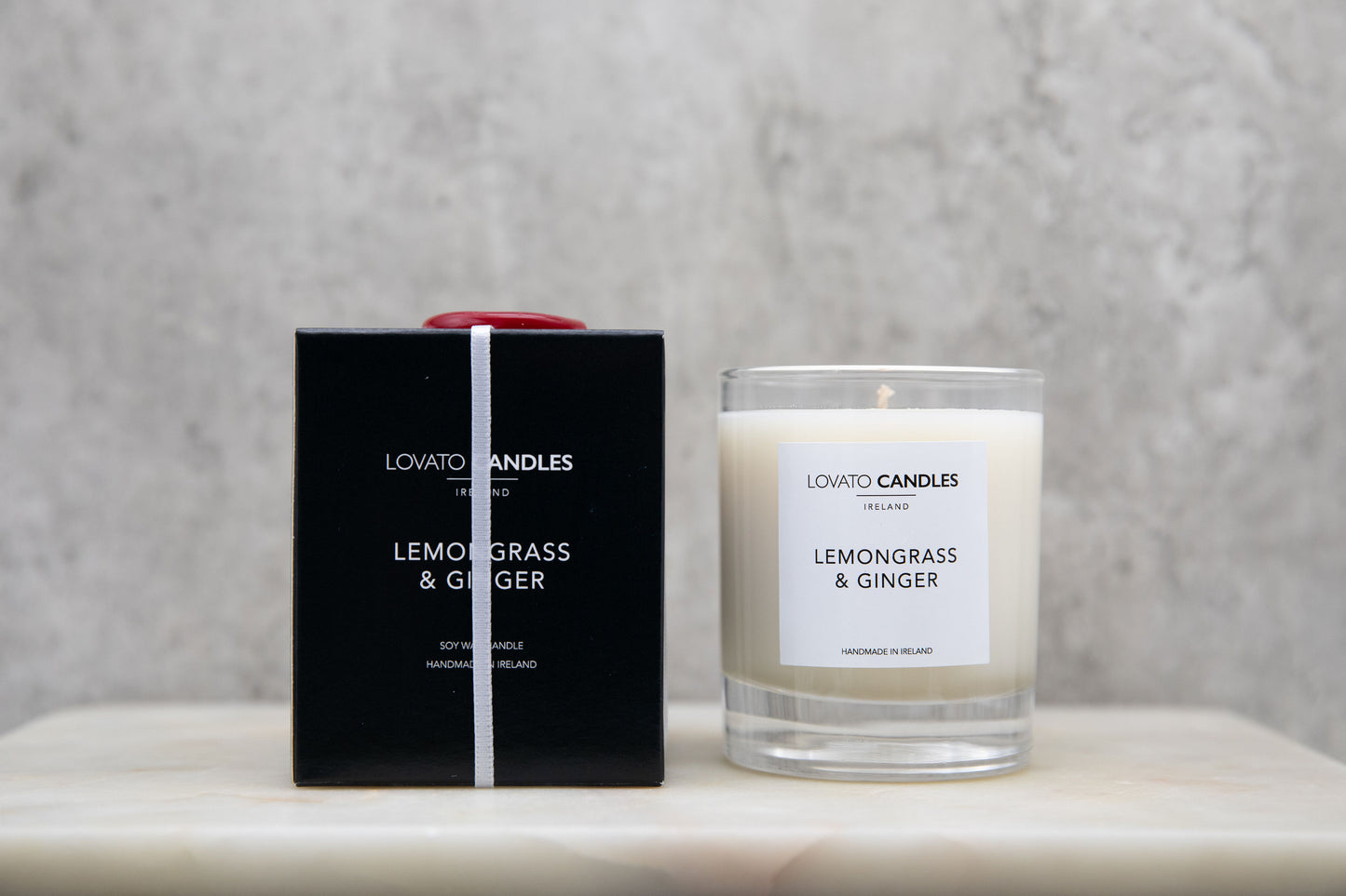 Clear Scented Candle with Luxury Black Box - Lemongrass & Ginger