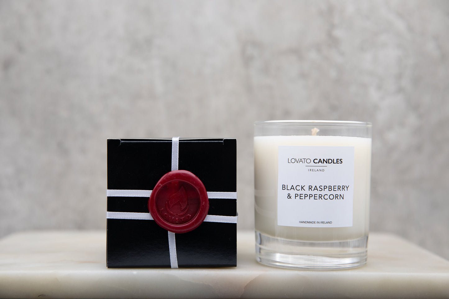 Clear Scented Candle with Luxury Black Box - Black Raspberry & Peppercorn
