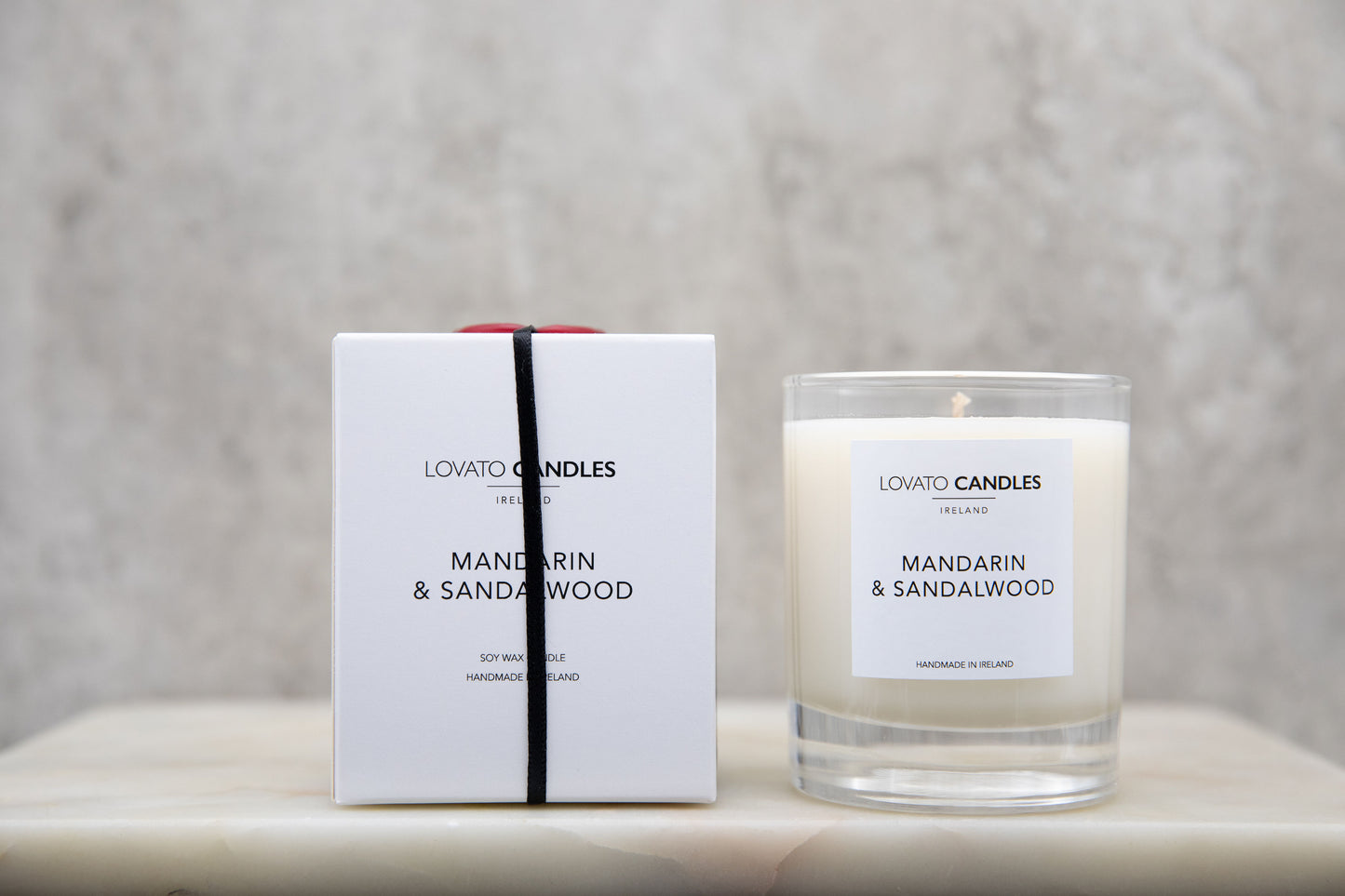 Clear Scented Candle with Luxury White Box - Mandarin & Sandalwood
