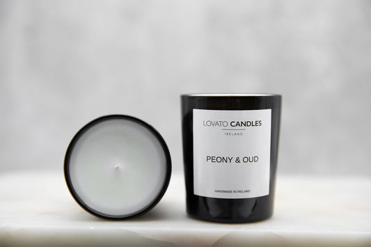 Black Votive Candle - Peony & Oud