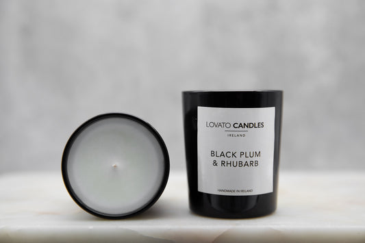 Black Votive Candle - Black Plum & Rhubarb