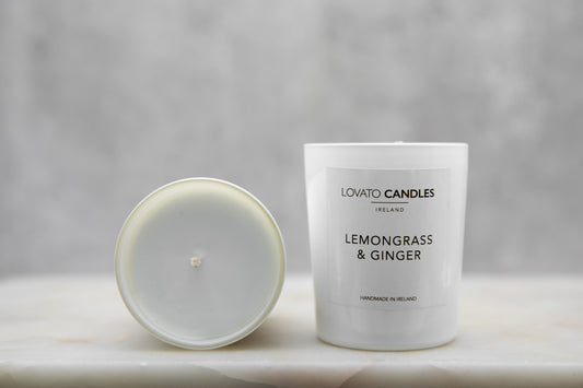 White Votive Candle - Lemongrass & Ginger