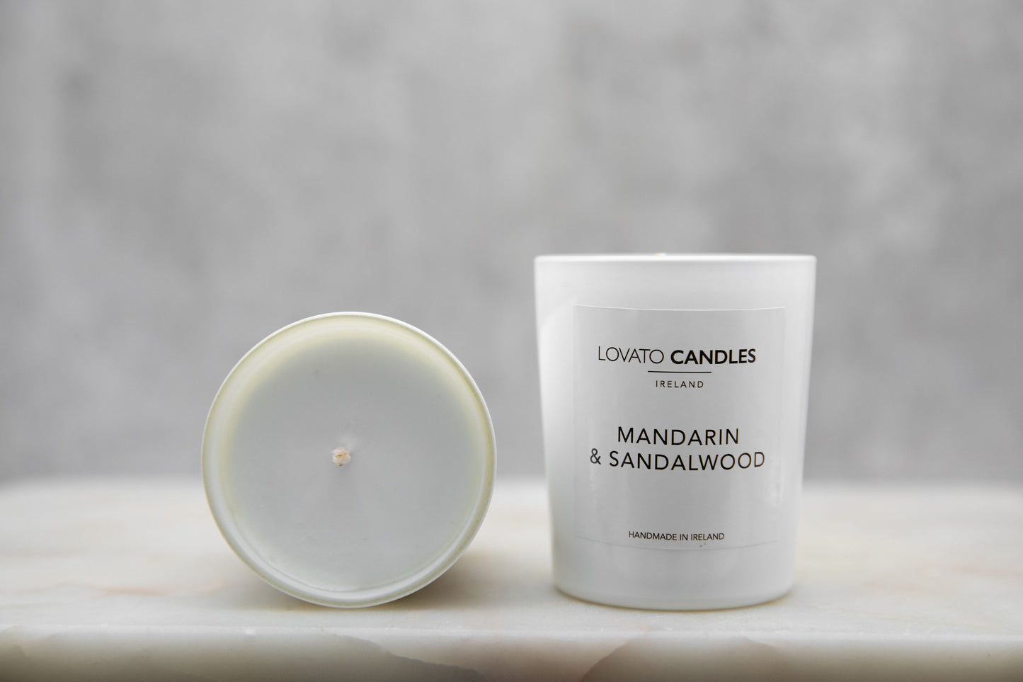 White Votive Candle - Mandarin & Sandalwood