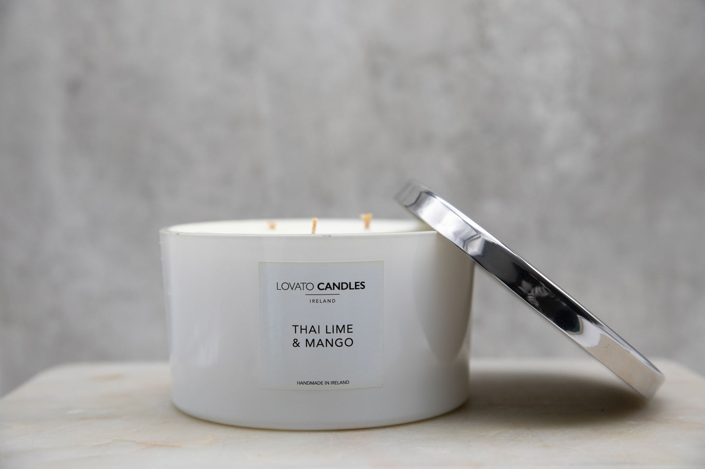 White 3-Wick Candle - Thai Lime & Mango