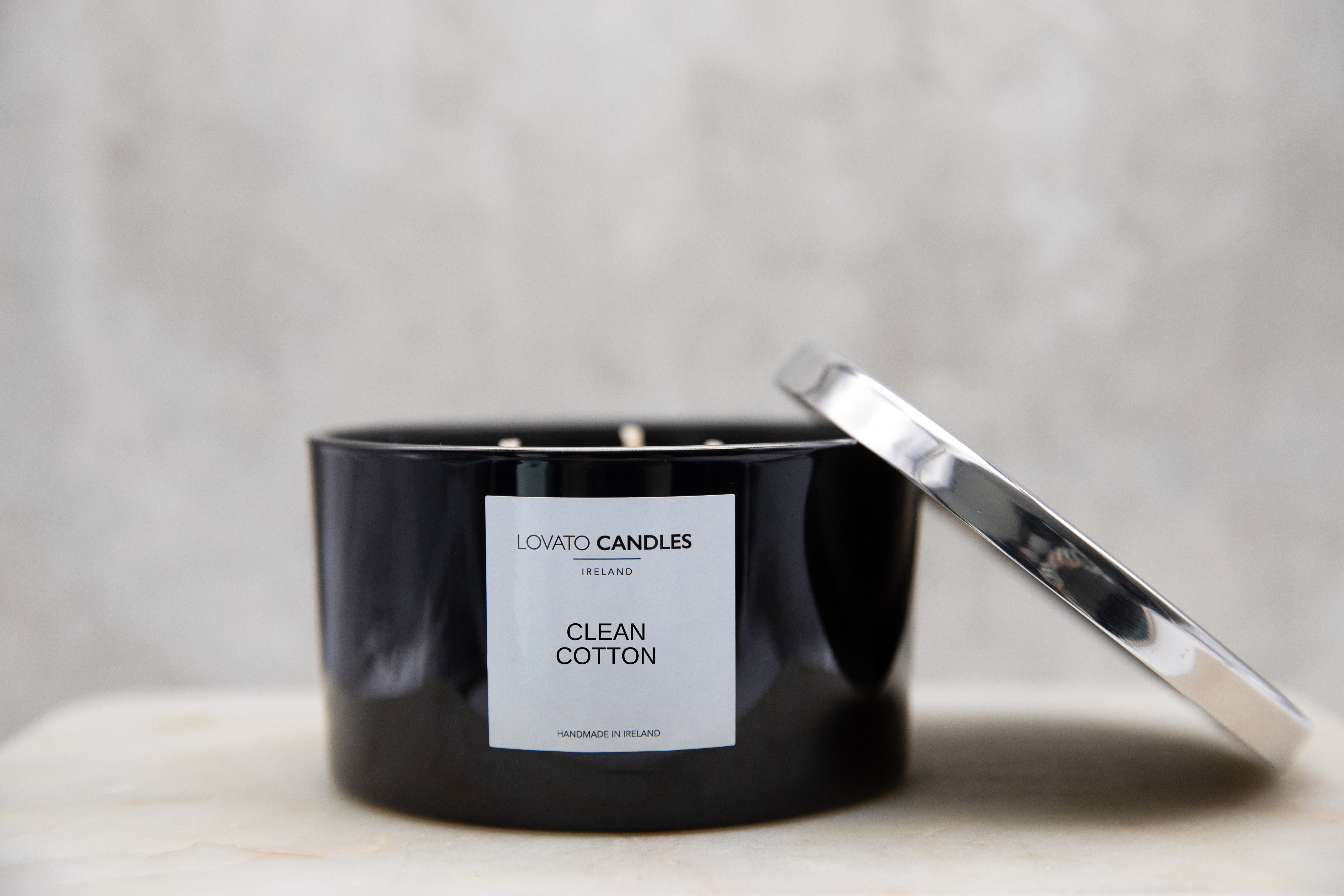 Black 3Wick Candle Clean Cotton Lovato Candles