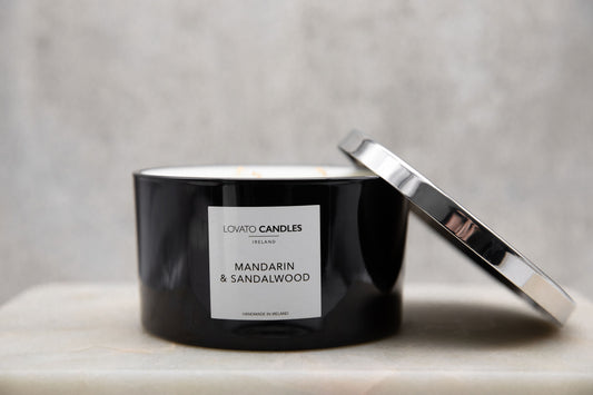 Black 3-Wick Candle - Mandarin & Sandalwood