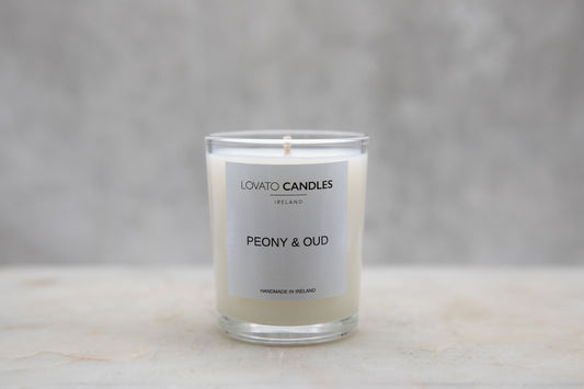 Clear Votive Candle - Peony & Oud