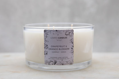 Natural Clear 3-Wick Candle with Luxury Box - Grapefruit & Orange Blossom