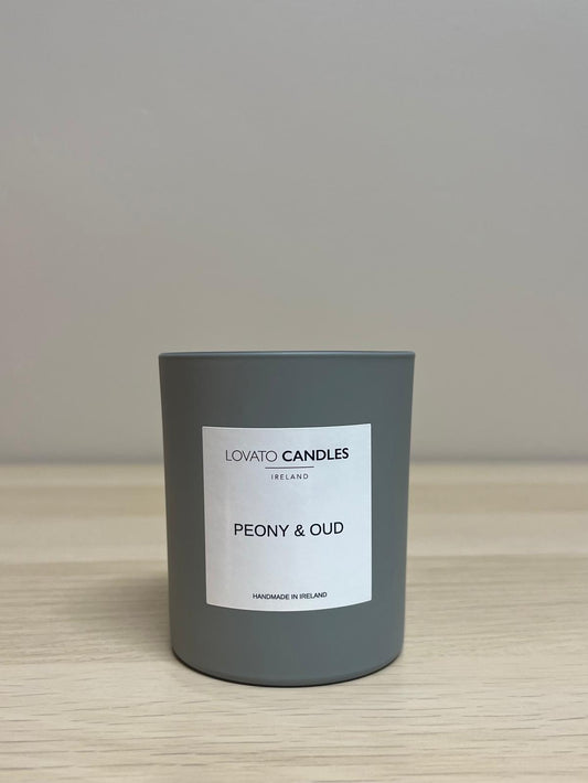 Luxury Grey Candle - Peony & Oud
