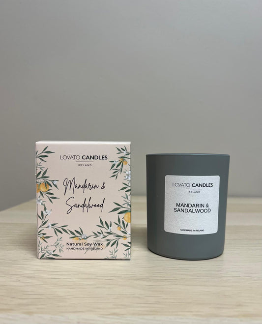 Luxury Grey Scented Candle with Box - Mandarin & Sandalwood
