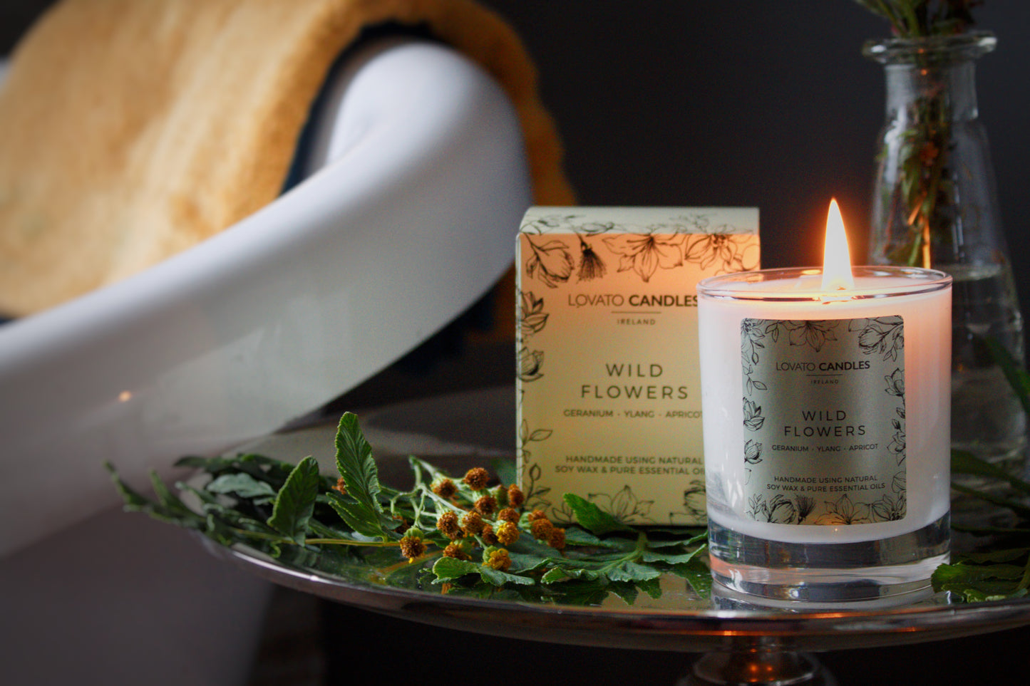 Clear Scented Candle with Luxury Box - Wild Flowers